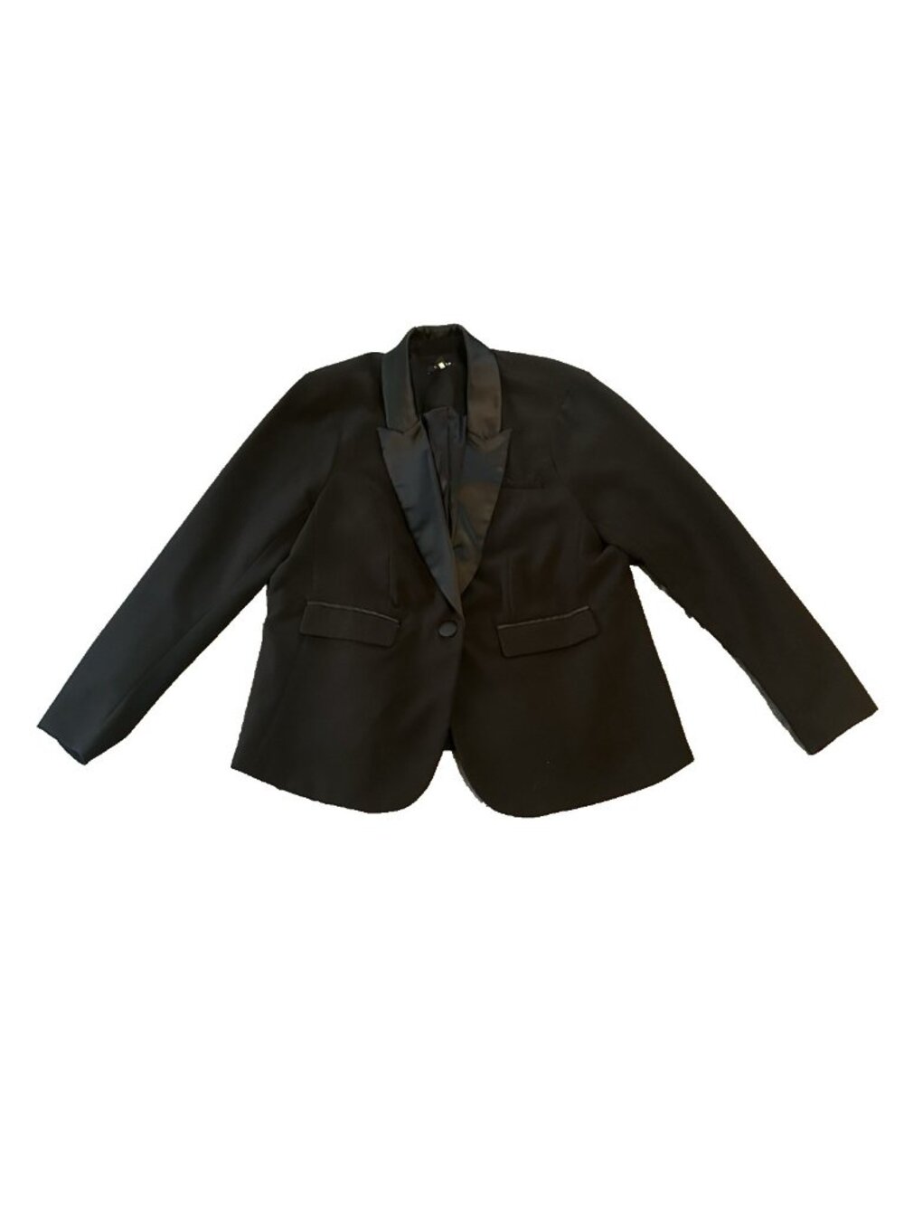 Torrid Black Tuxedo Blazer Womens 2 Satin Shawl Collar Stretch One Button Office